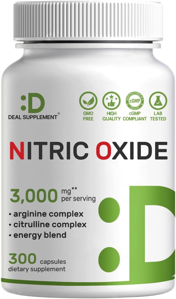 nitric oxide supplement 3000mg capsules 300 count bottle