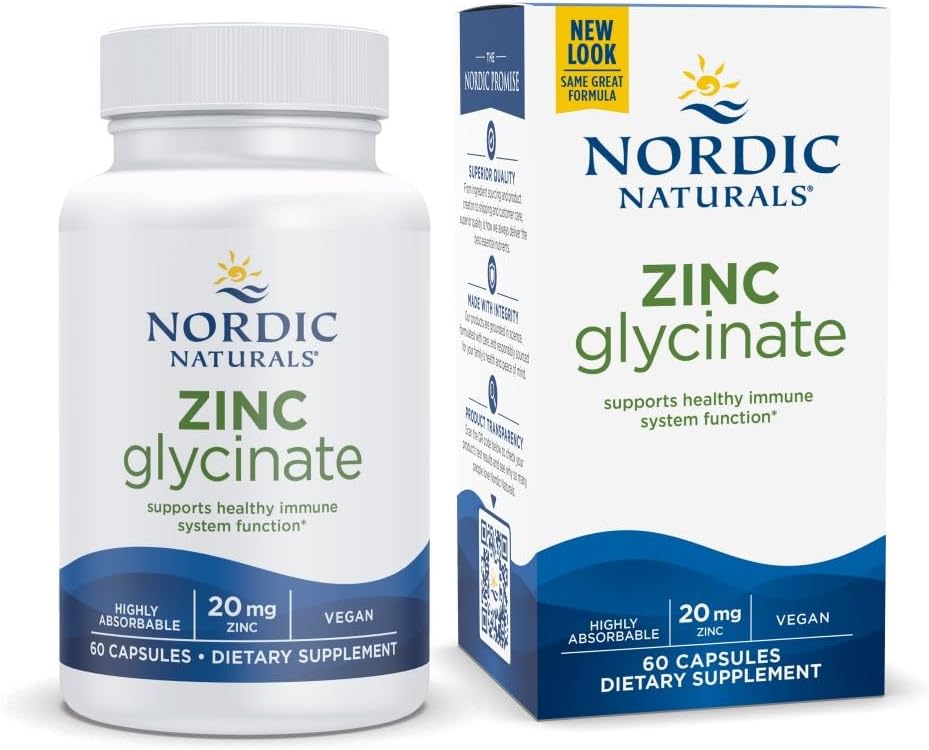 Nordic Naturals zinc glycinate capsules bottle 60 count