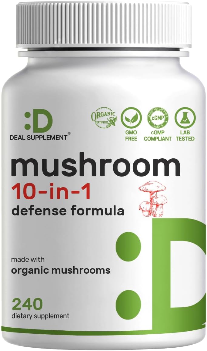 organic mushroom complex 10 in 1 capsules 240 bottle