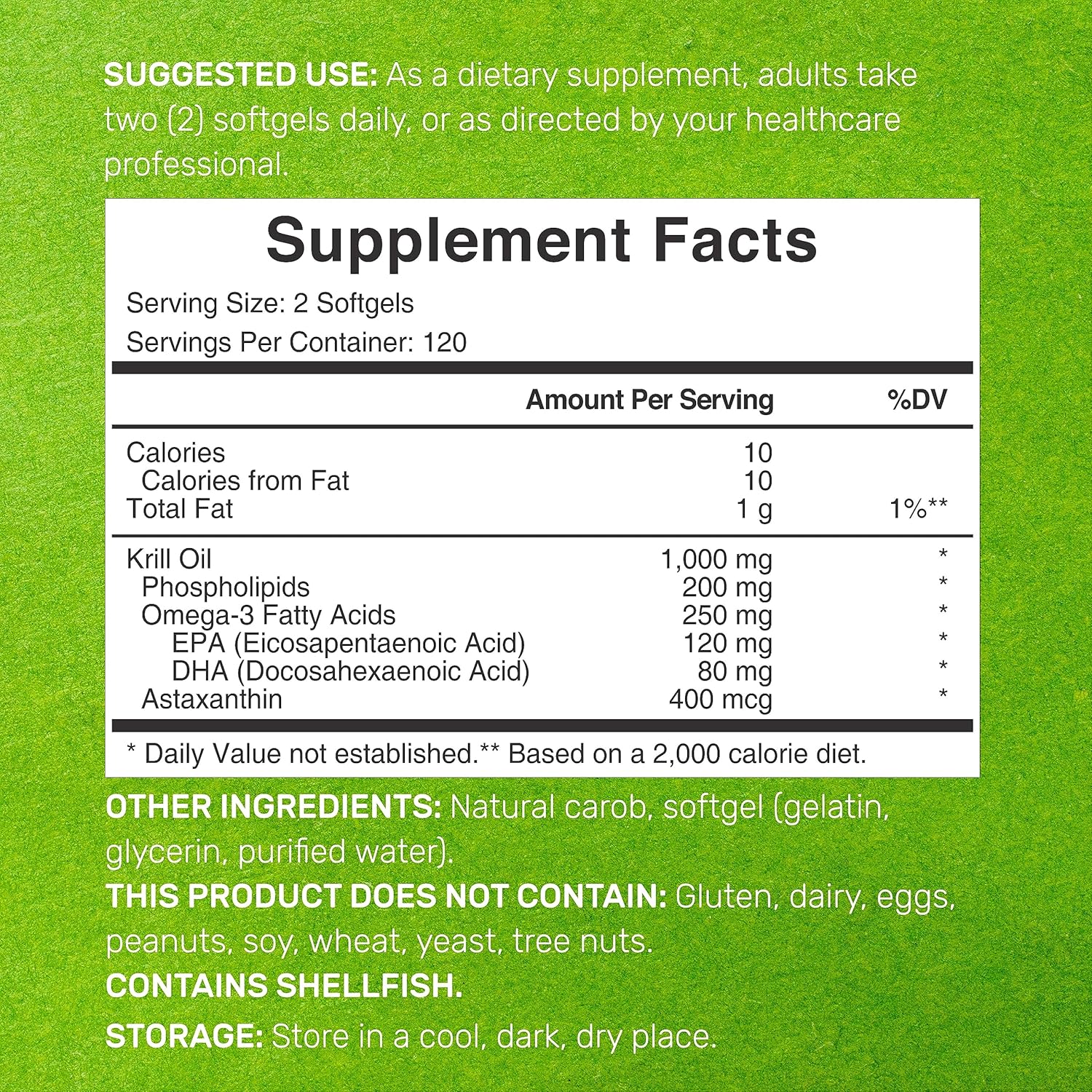 Antarctic krill oil softgels close up bottle