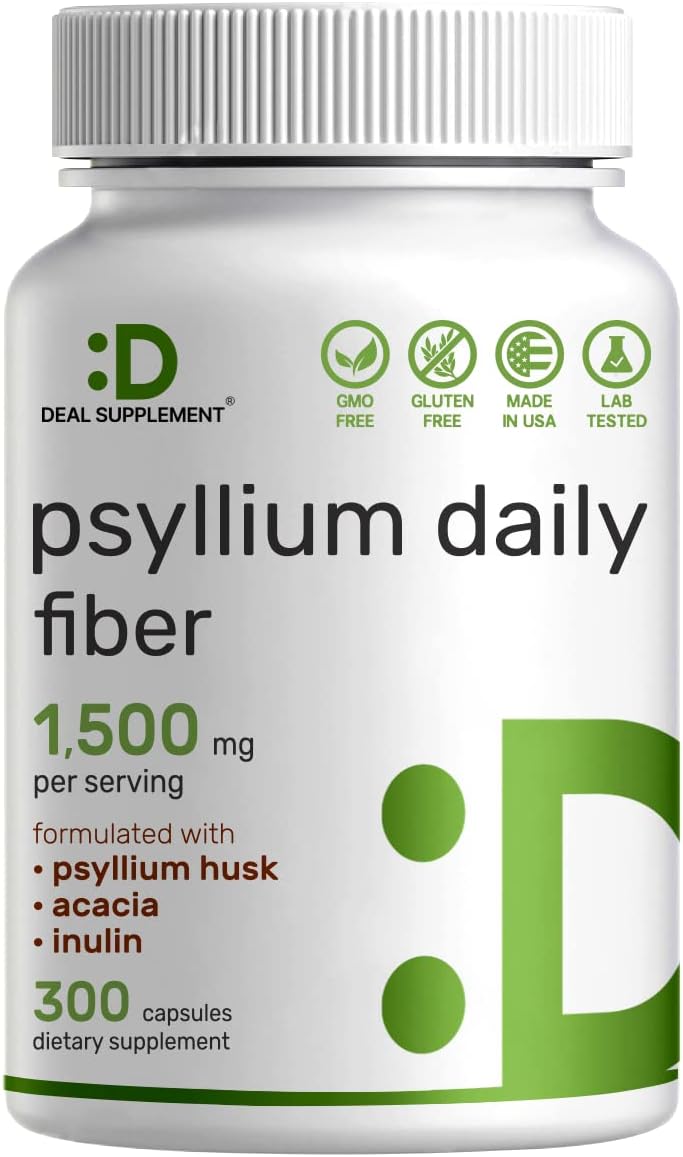 psyllium husk fiber capsules 1500mg 300 count bottle