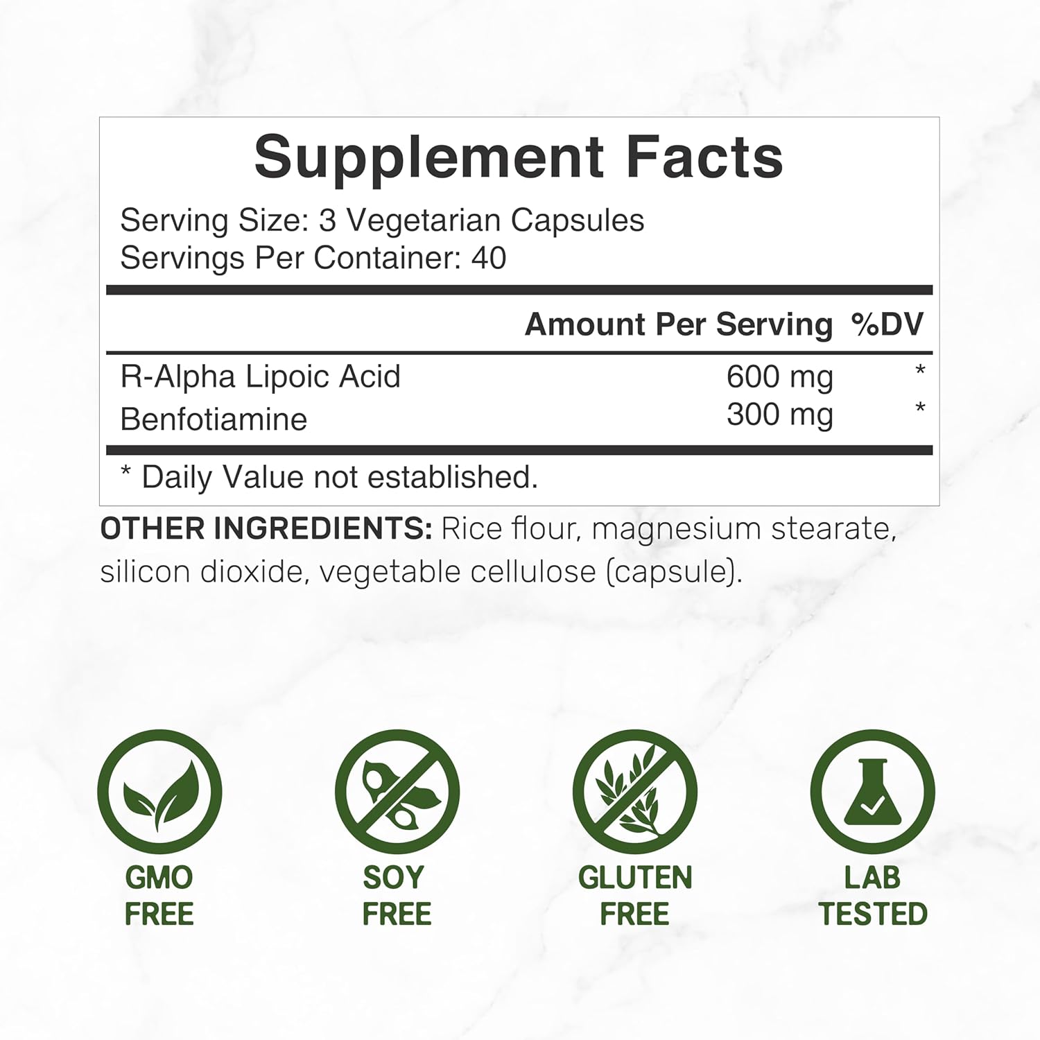 r ala benfotiamine capsule supplement daily use product