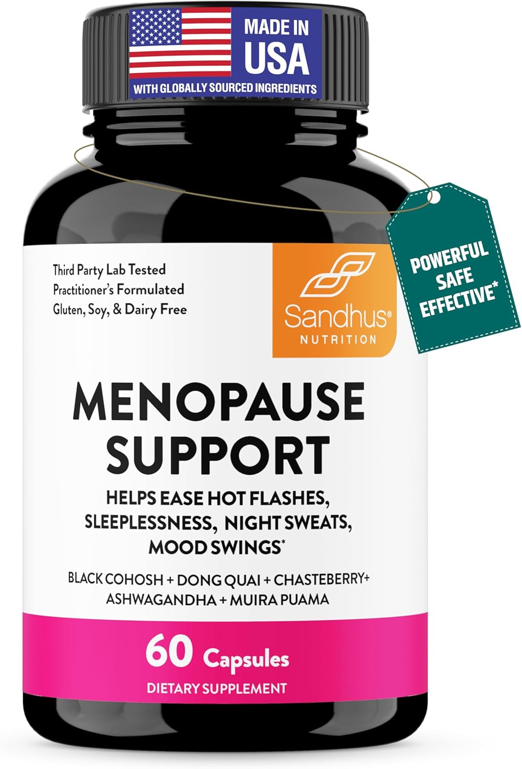 Sandhu's menopause support capsules for women 60 count bottle