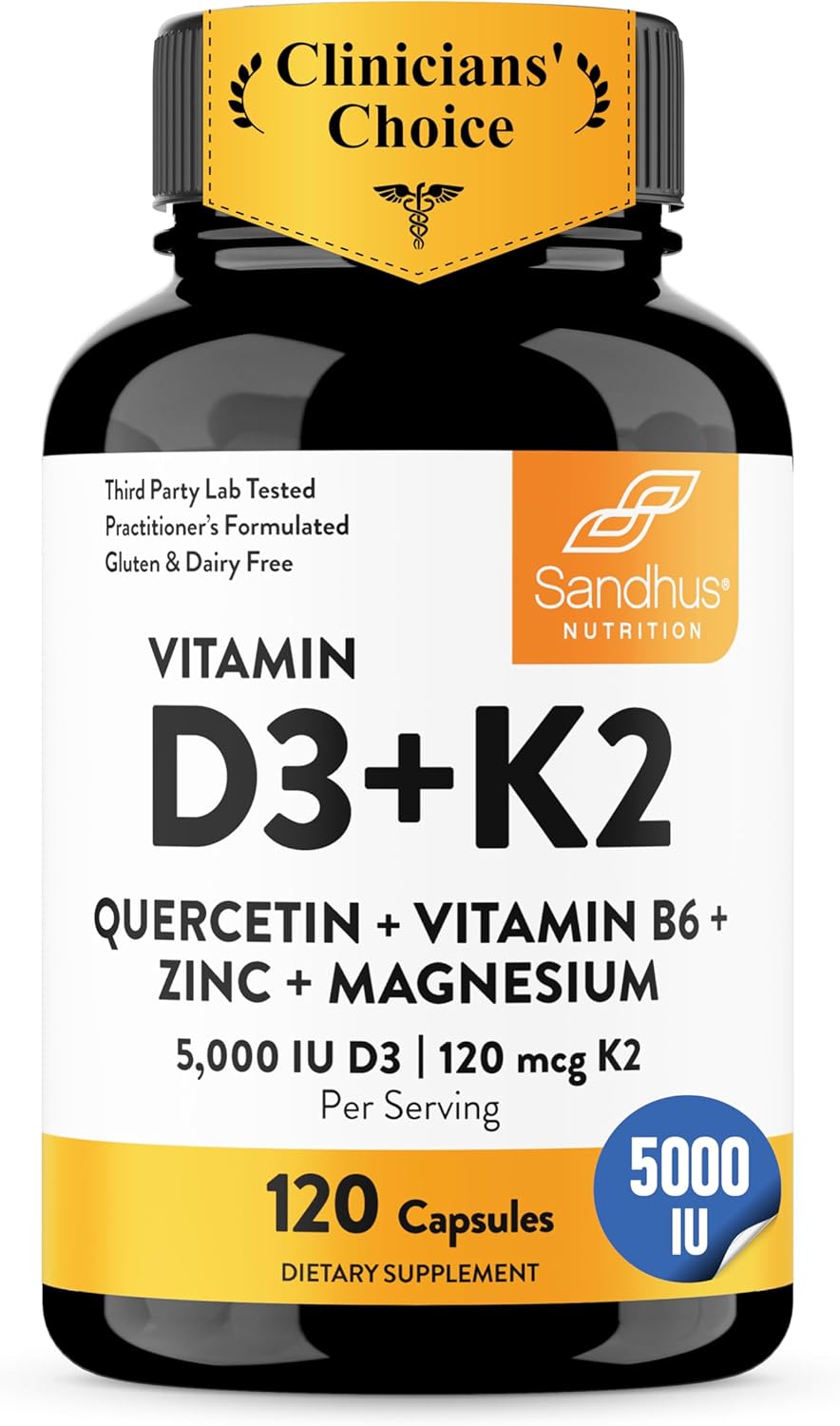 Sandhu's Vitamin D3 K2 Magnesium 5000 IU 120 capsules bottle