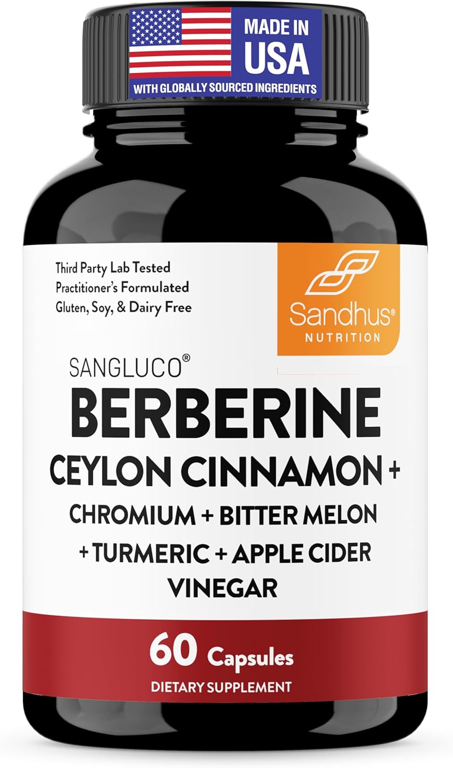 Sangluco berberine cinnamon complex 60 capsules bottle
