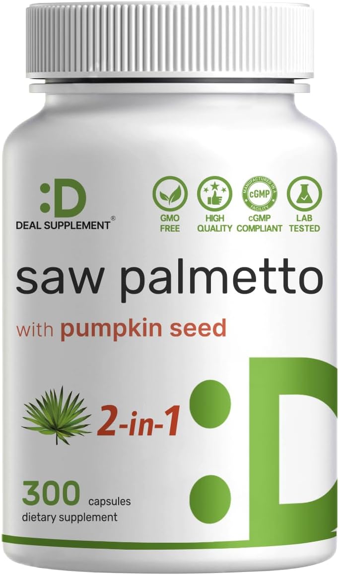 saw palmetto pumpkin seed capsules 300 count bottle