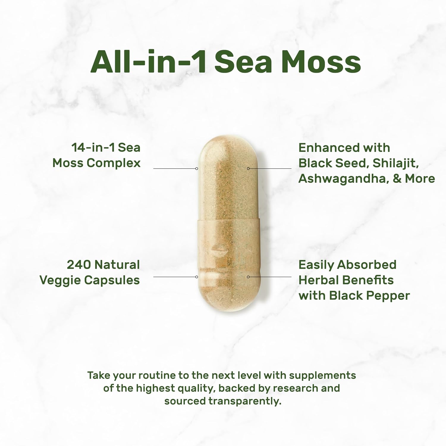 sea moss supplement capsules with herbal blend daily routine