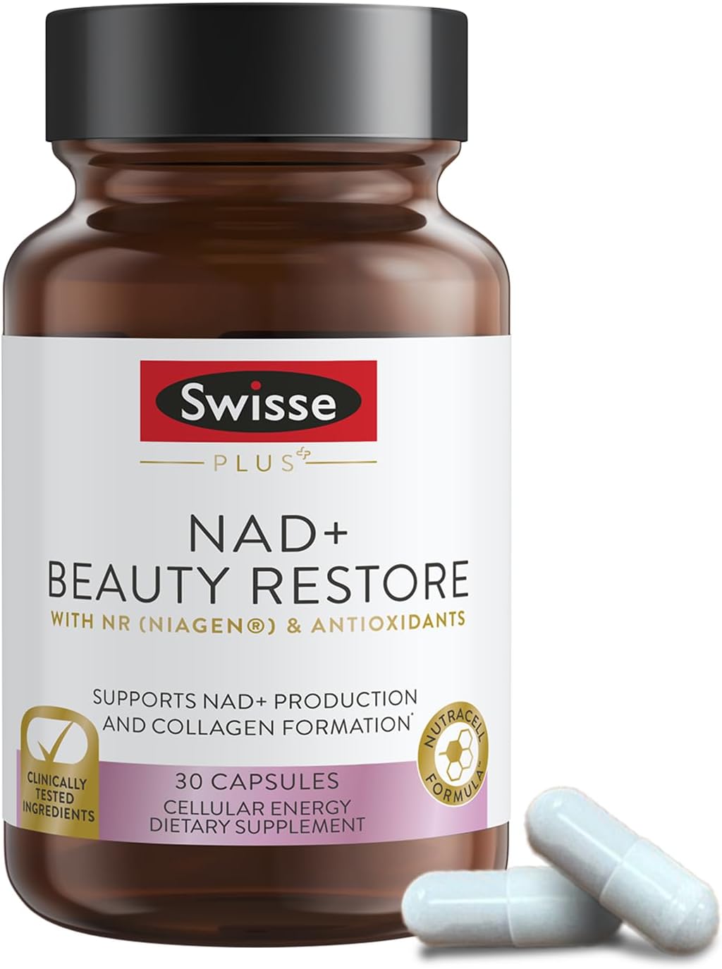 Swisse Plus NAD Beauty Restore capsules 30 count bottle