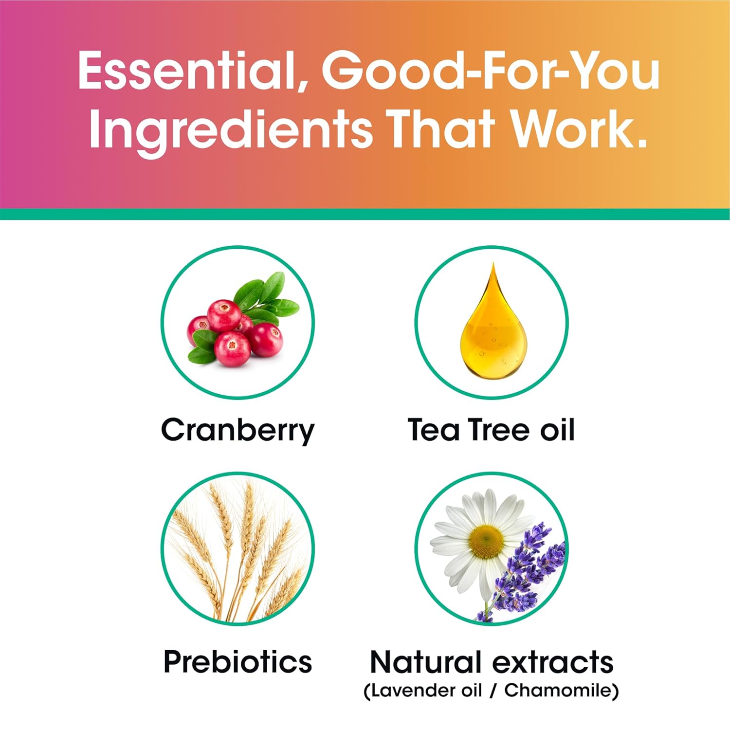 pH balanced feminine wash with prebiotics and chamomile