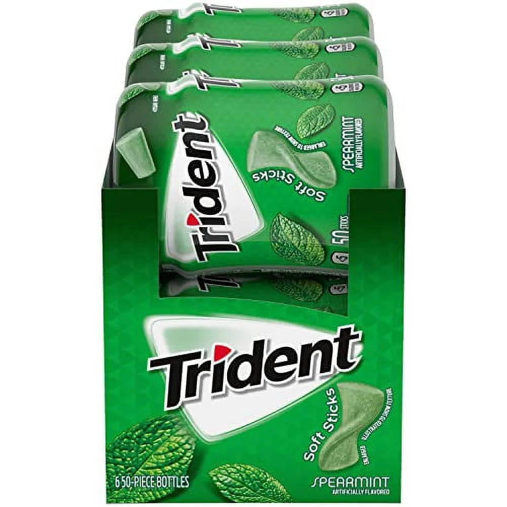 Trident Spearmint Sugar Free Gum 6 bottle pack front view