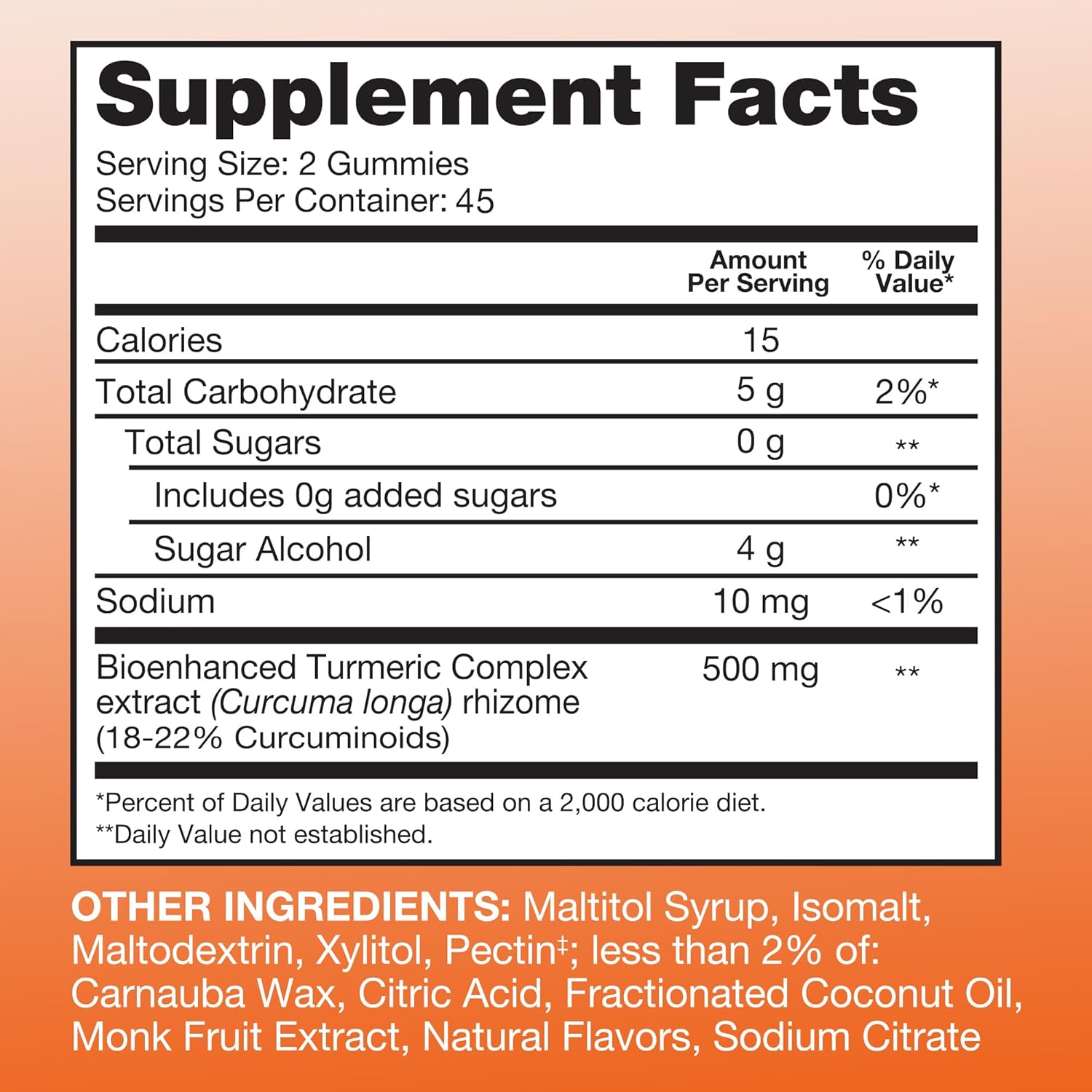 turmeric curcumin zero sugar gummy supplement product