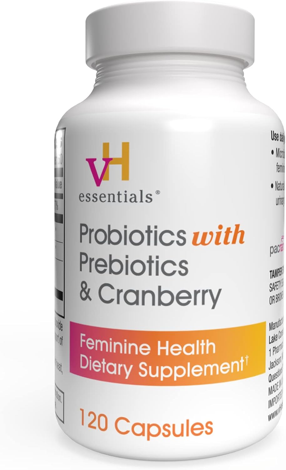 vH Essentials women’s probiotics cranberry 120 capsules bottle
