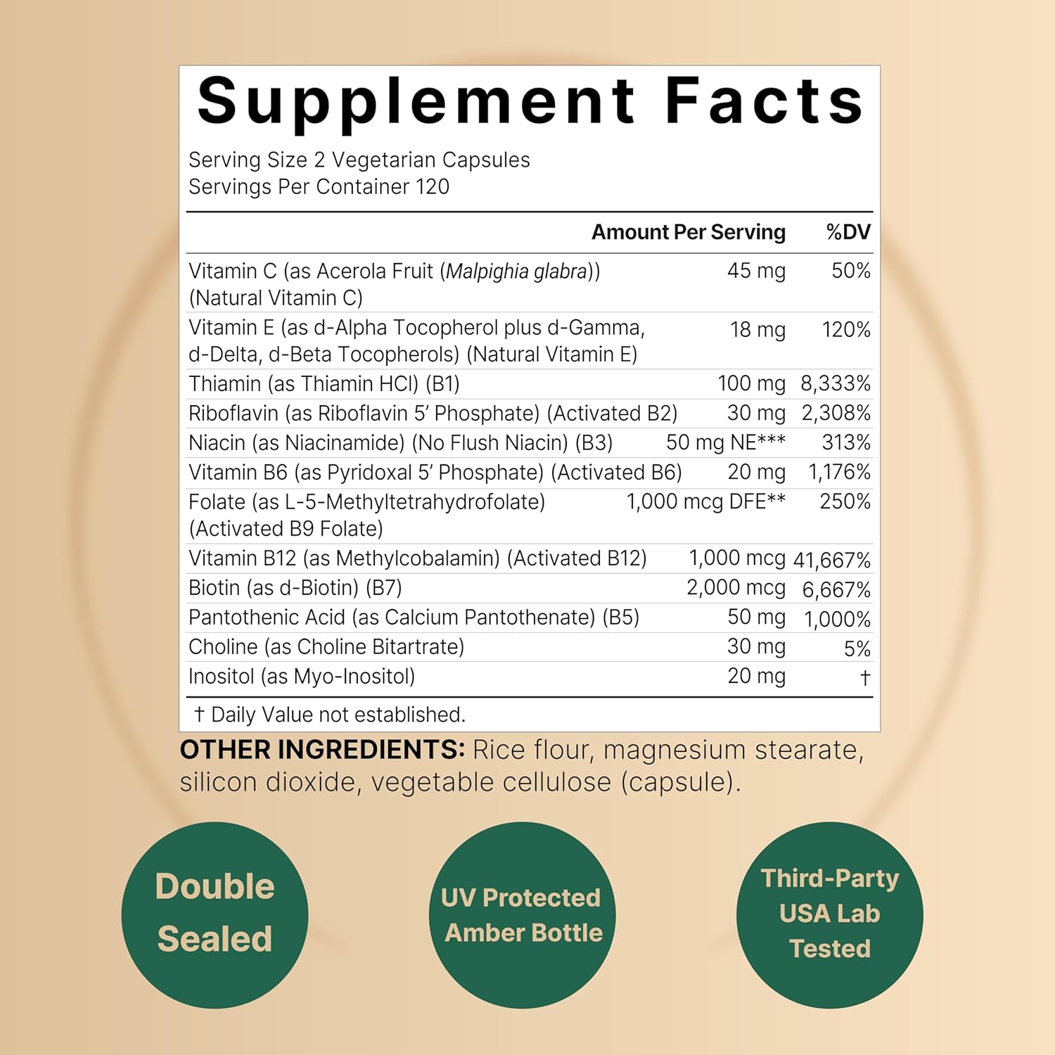 vitamin B complex supplement capsules methylated formula
