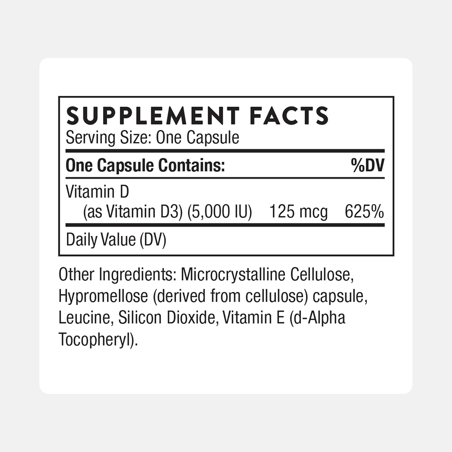 Vitamin D3 capsules Thorne 60 count supplement bottle