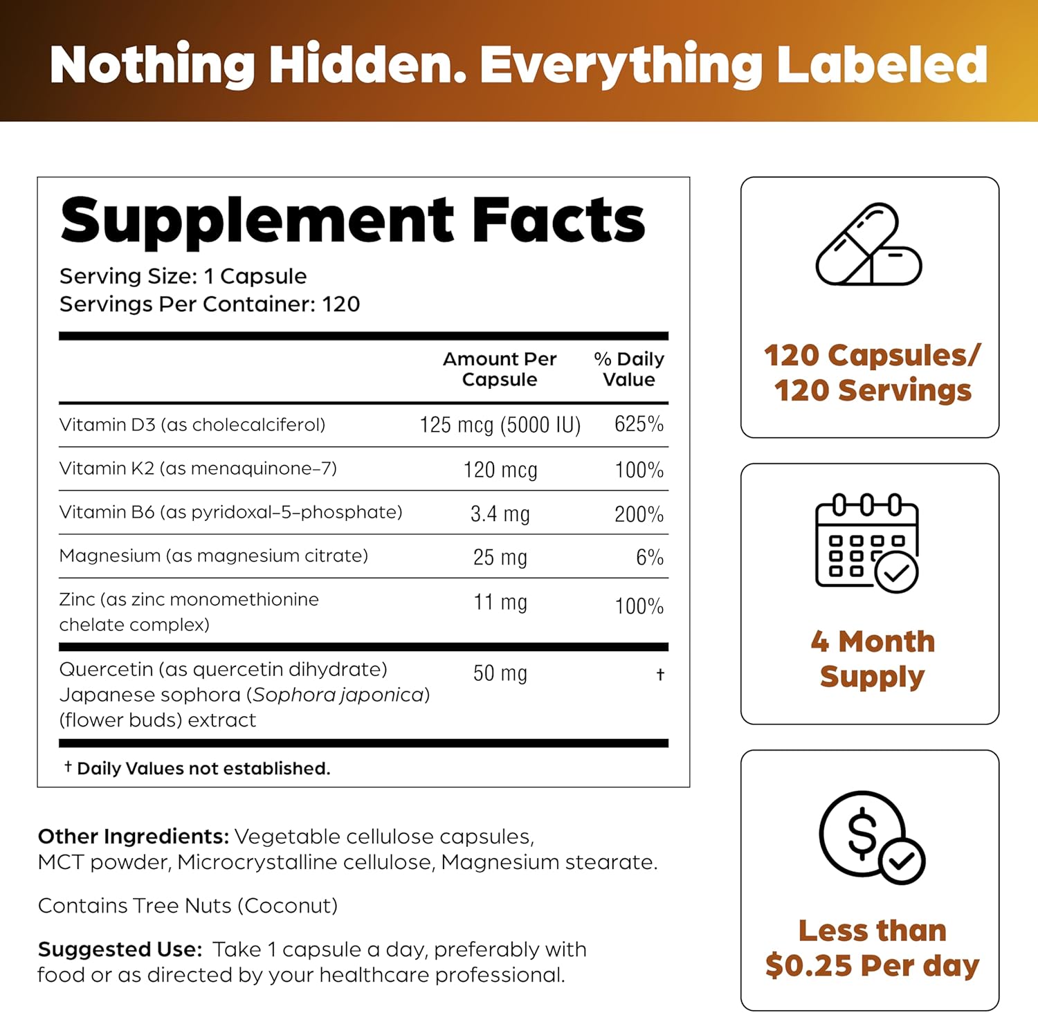 vitamin D3 K2 magnesium zinc supplement capsules