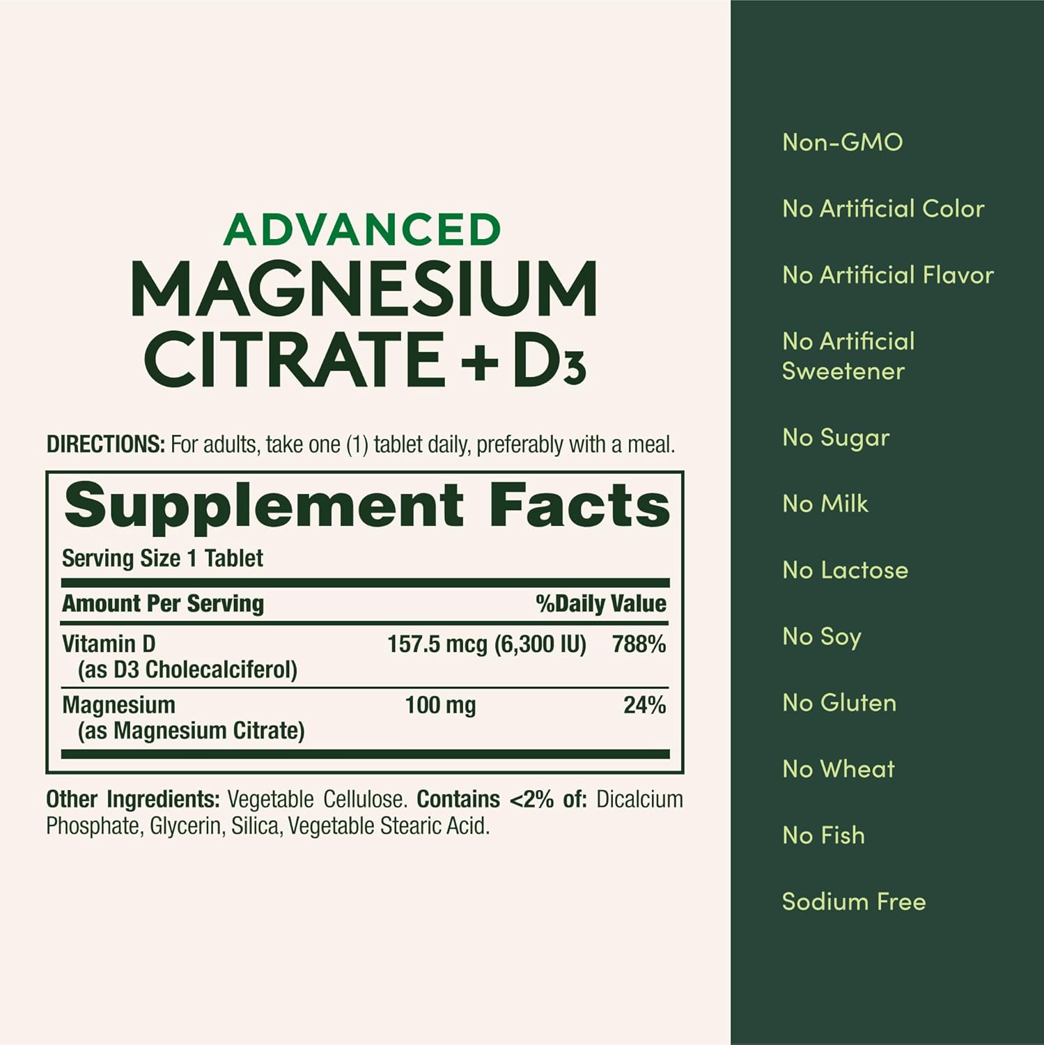 vitamin D3 magnesium citrate wellness supplement tablets
