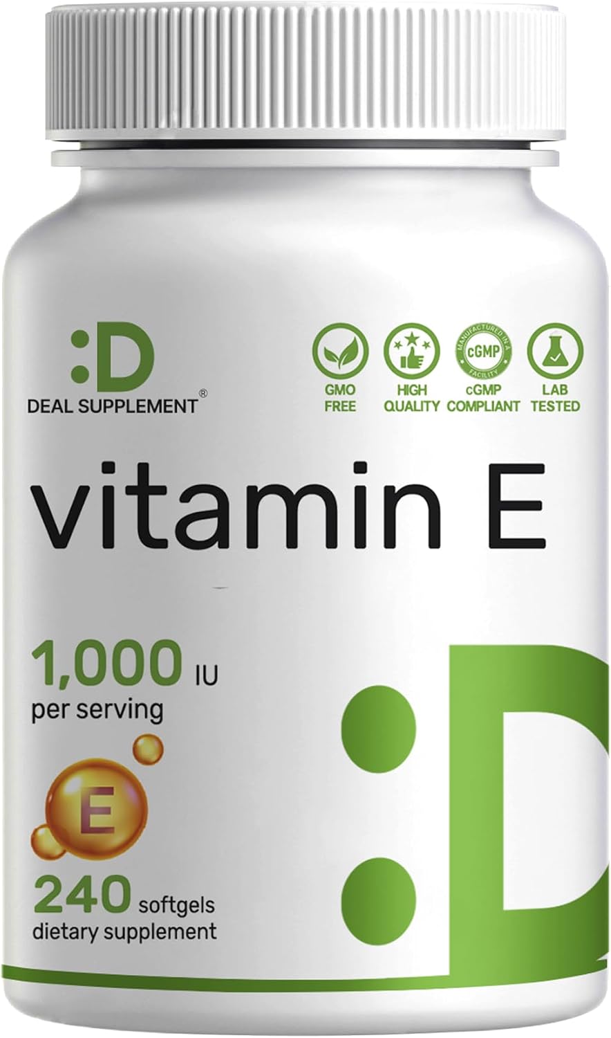 vitamin E 1000 IU softgels 240 count supplement bottle