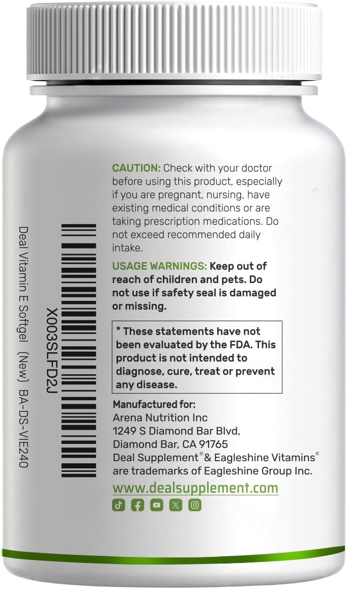 vitamin E softgels close up supplement bottle