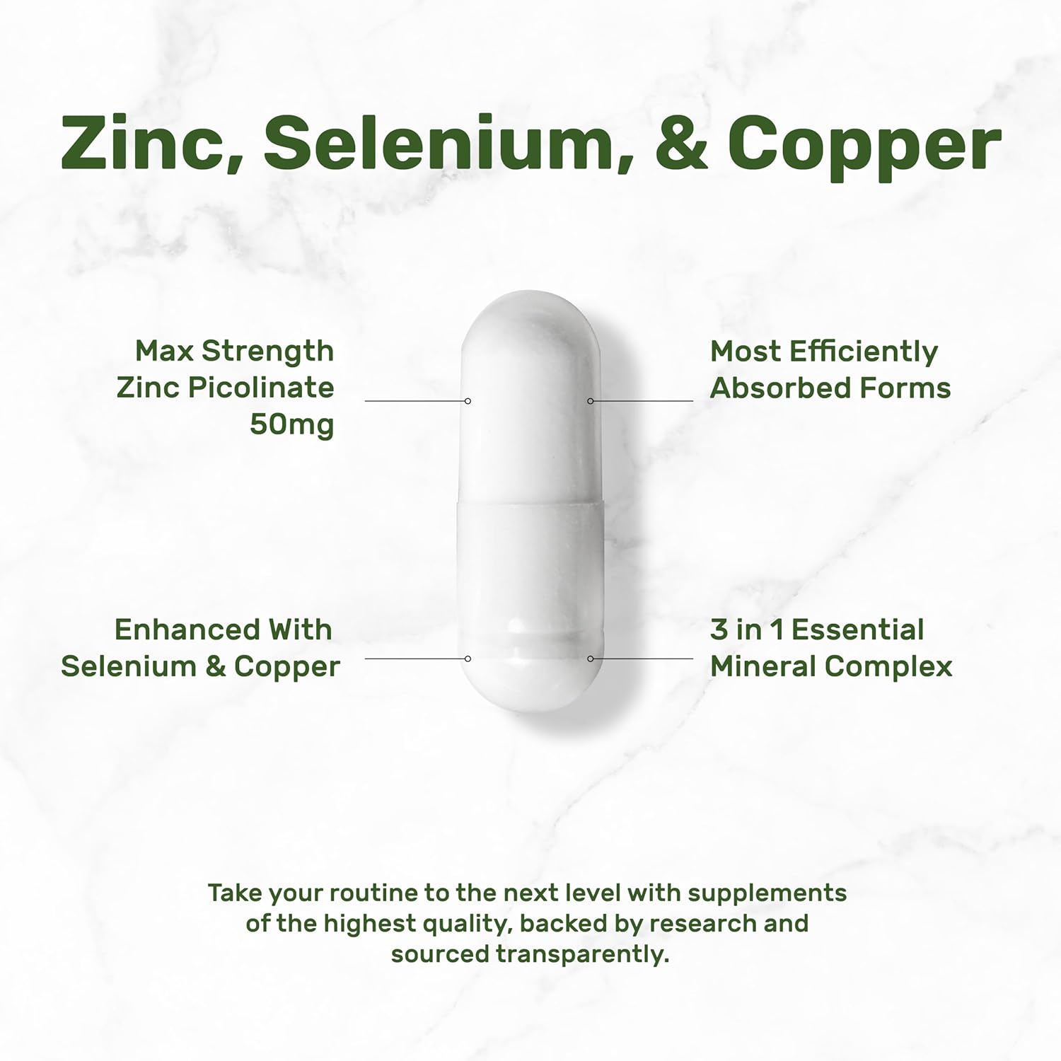 Deal Supplement zinc mineral complex capsules close up