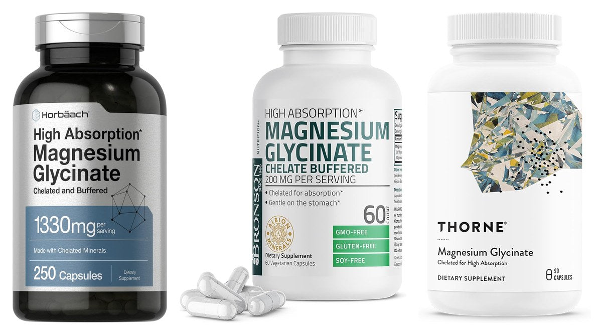 Magnesium label guide: 1330, 200 and 120 mg bottles side by side