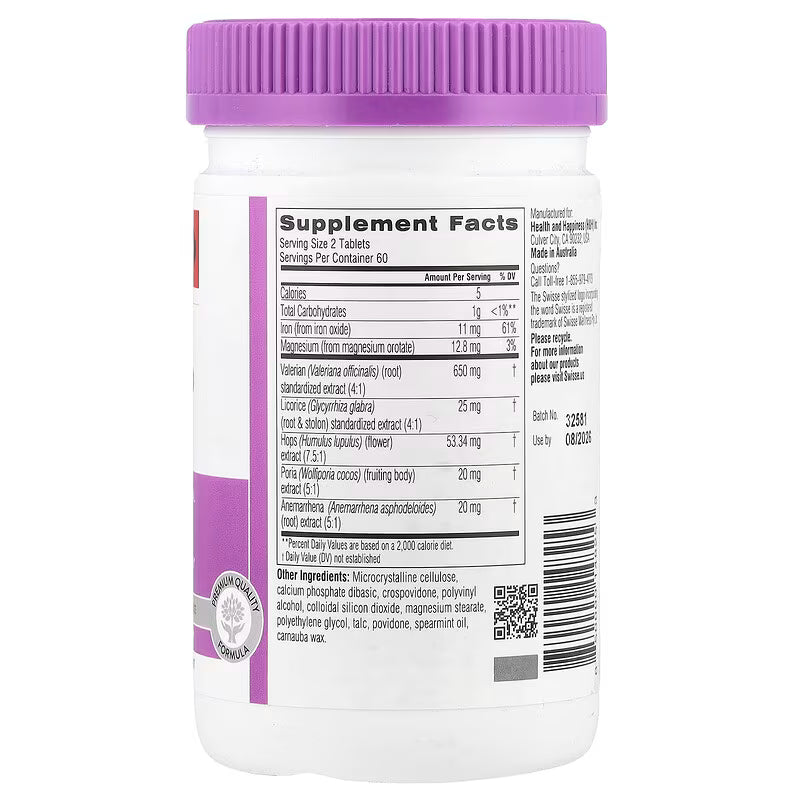 Swisse Valerian Root & Magnesium Tablets 120 Count