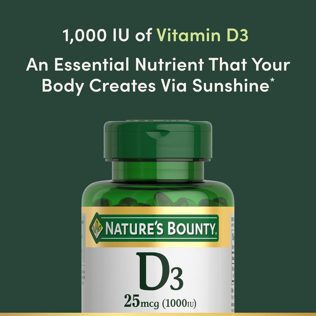 Nature’s Bounty D3 25 mcg (1000 IU) 120 Softgels — product image 3