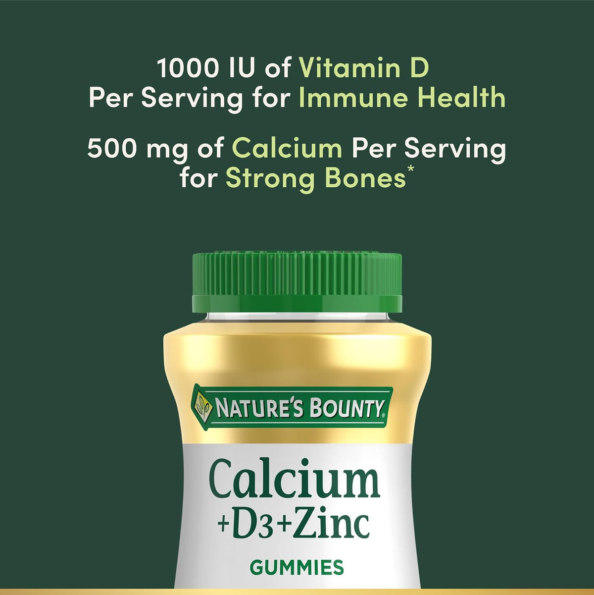 Nature's Bounty Calcium + D3 + Zinc 500 mg Calcium / 1000 IU Vitamin D3 70 Gummies — product image 4