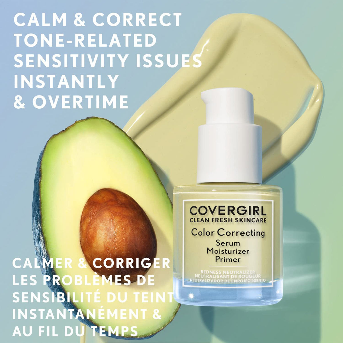 COVERGIRL Clean Fresh Skincare Color Correcting Serum Moisturizer Primer 100 Redness Neutralizer 1 fl oz (30 ml) — product image 2