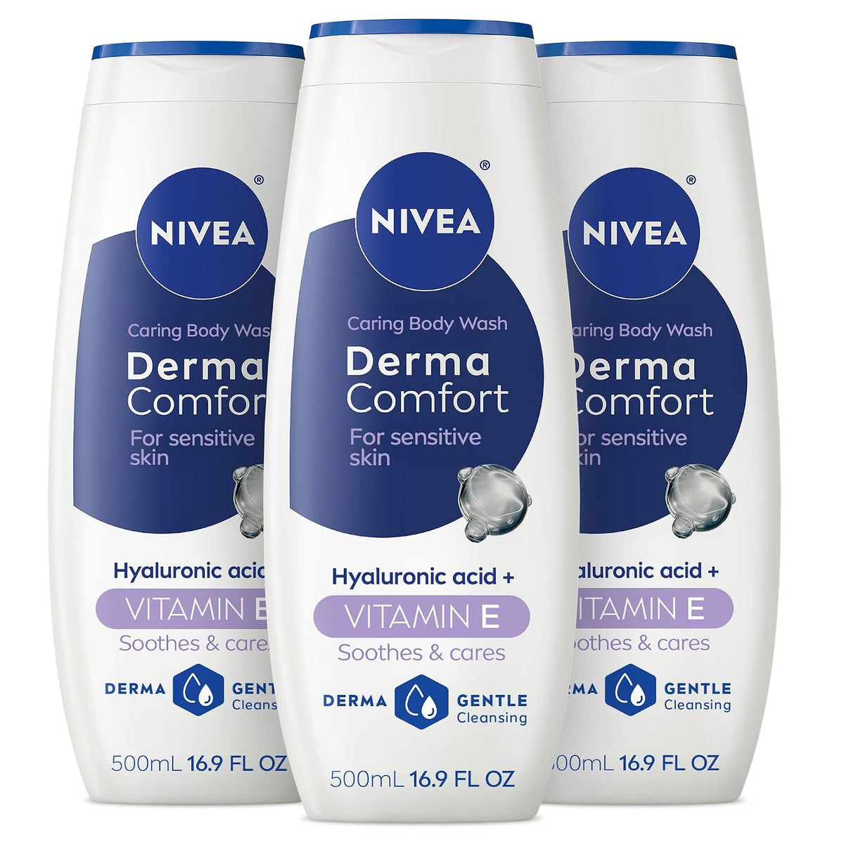 NIVEA Derma Comfort Caring Body Wash 16.9 fl oz (500 ml) (Pack of 3) — product image 1