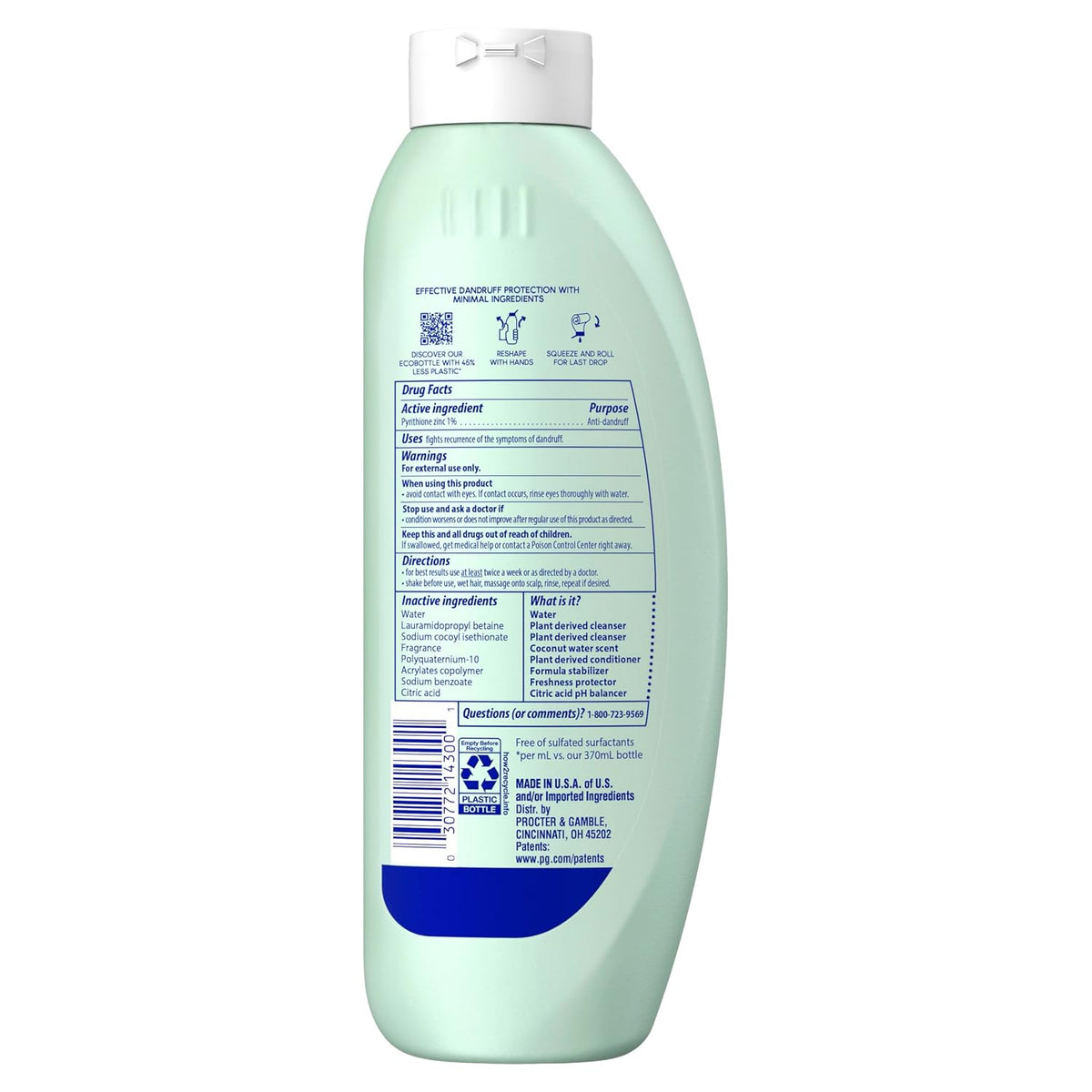 Head & Shoulders Bare Minimal Ingredients 2in1 Shampoo Pure Clean 13.5 fl oz (Pack of 2) — product image 2