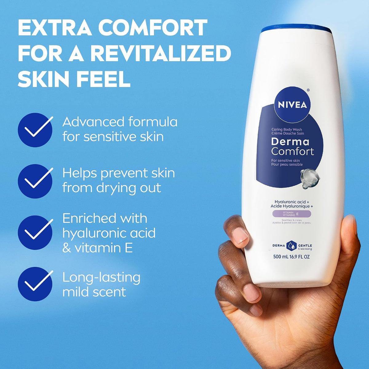NIVEA Derma Comfort Caring Body Wash 16.9 fl oz (500 ml) (Pack of 3) — product image 2