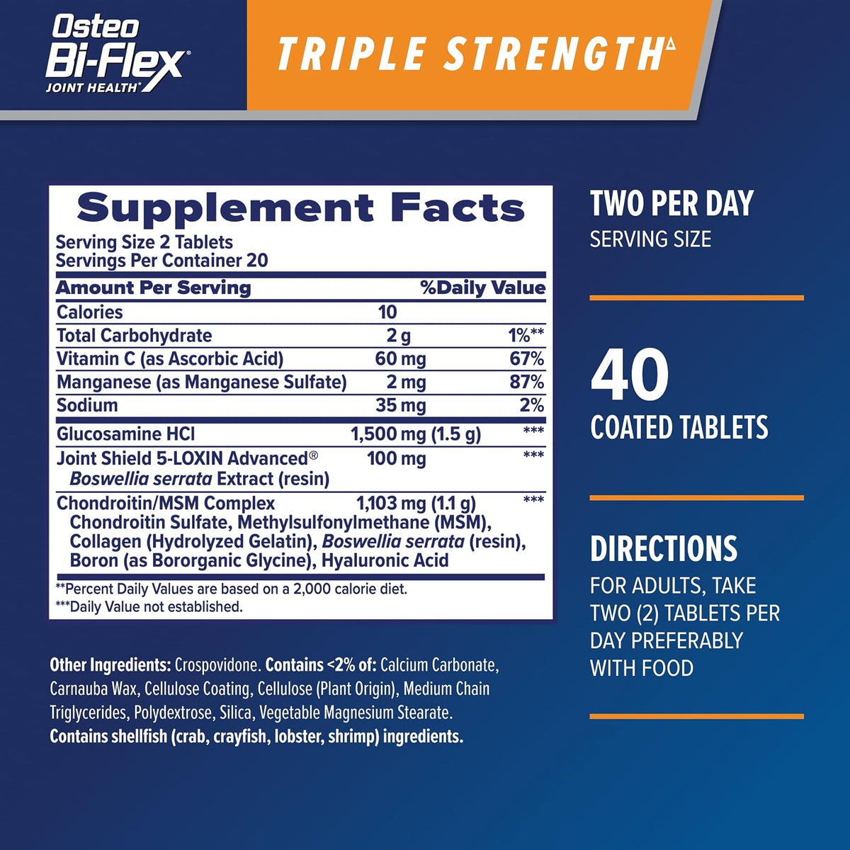 Osteo Bi-Flex Joint Health Triple Strength Glucosamine & Chondroitin with Joint Shield 40 Coated Tablets — product image 2