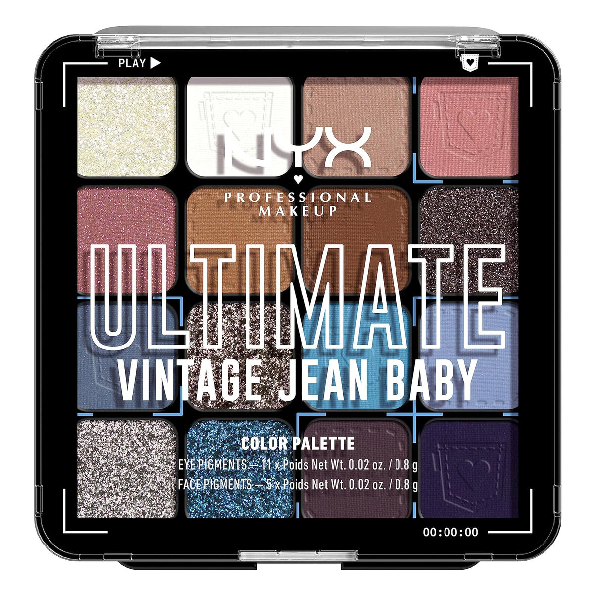 NYX Professional Makeup Ultimate Color Palette Vintage Jean Baby 0.32 oz (16 x 0.02 oz) — product image 1