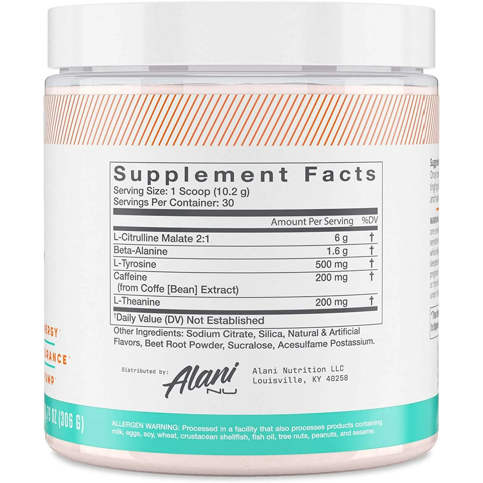 Alani Nu 30 Serving Pre-Workout Bottle with Pink Label


