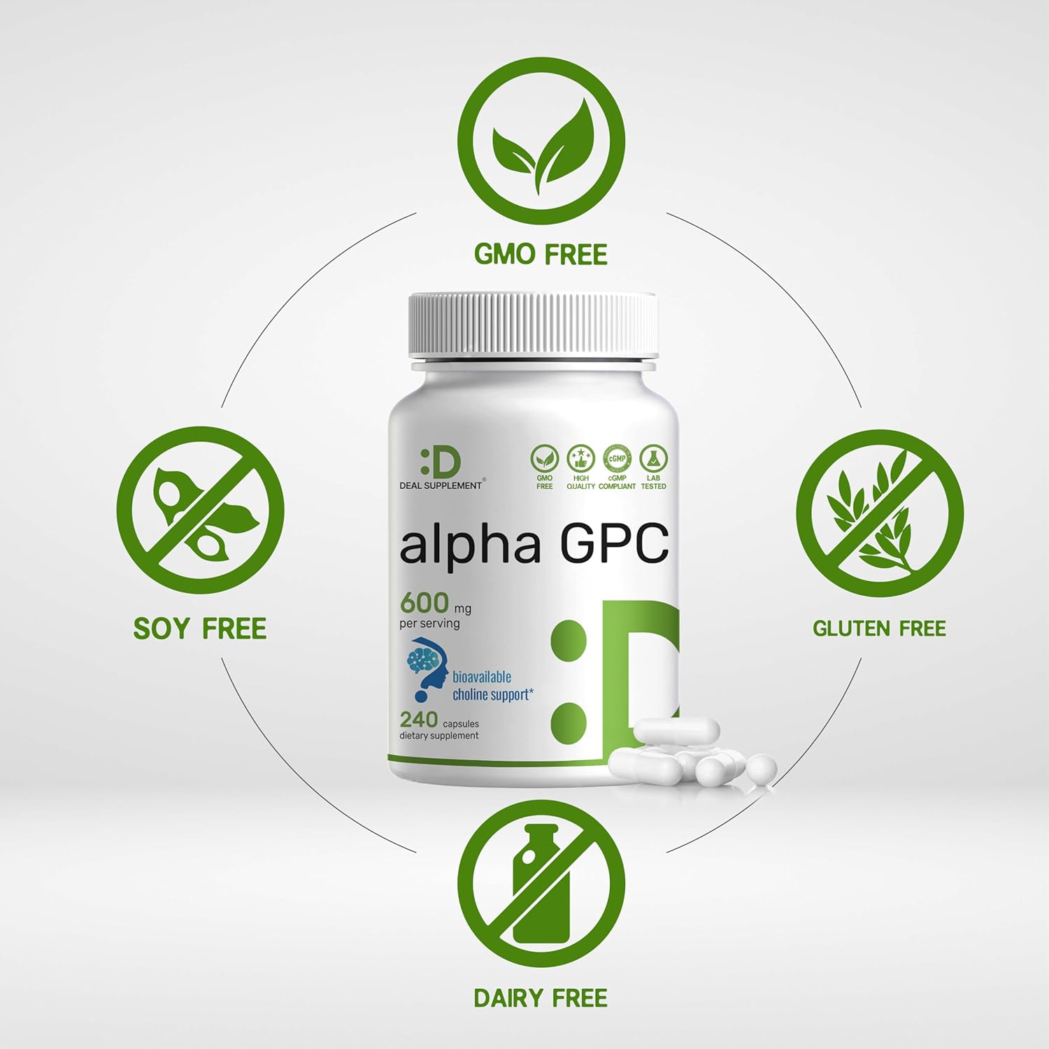 alpha GPC choline capsules daily wellness product
