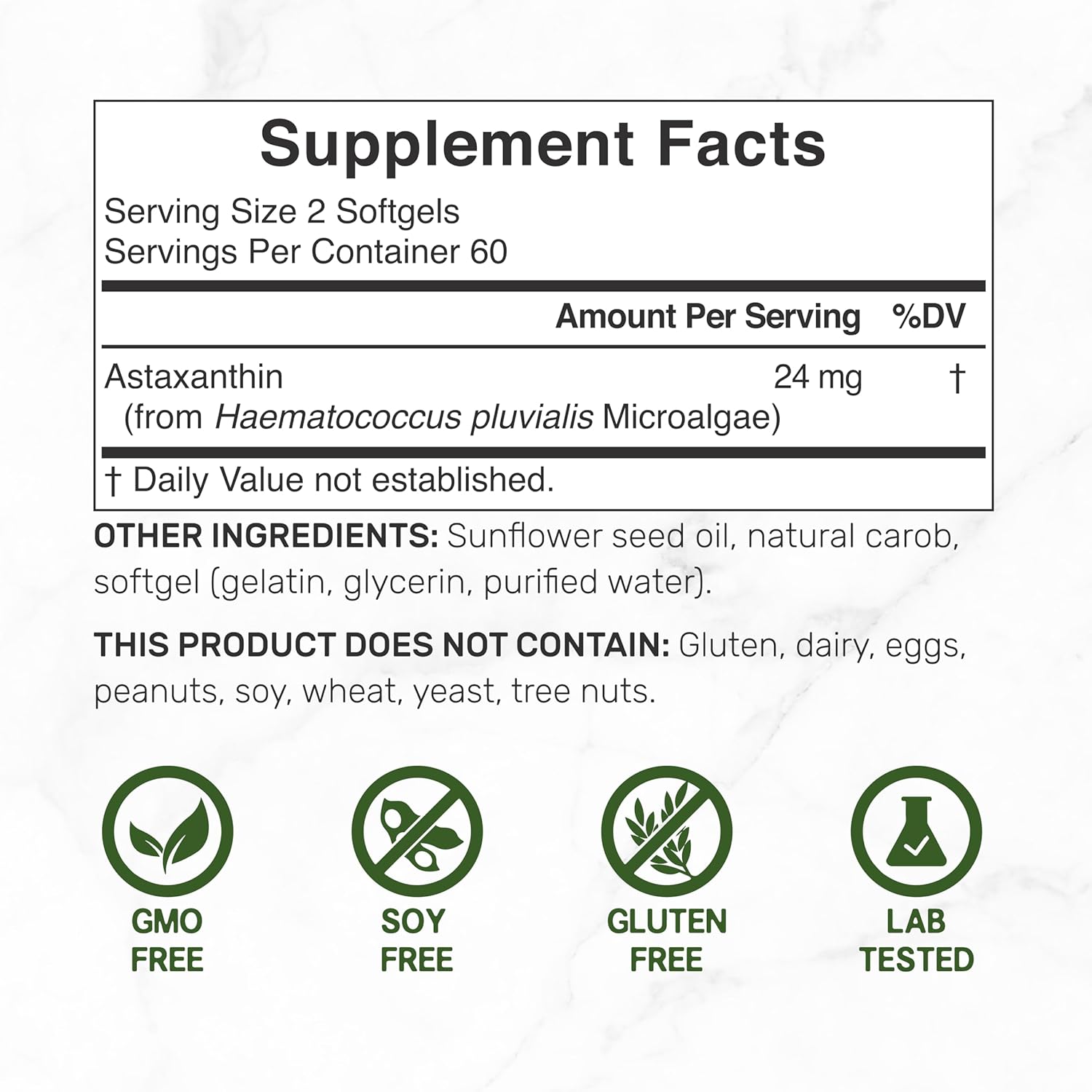 astaxanthin microalgae softgel capsules supplement bottle
