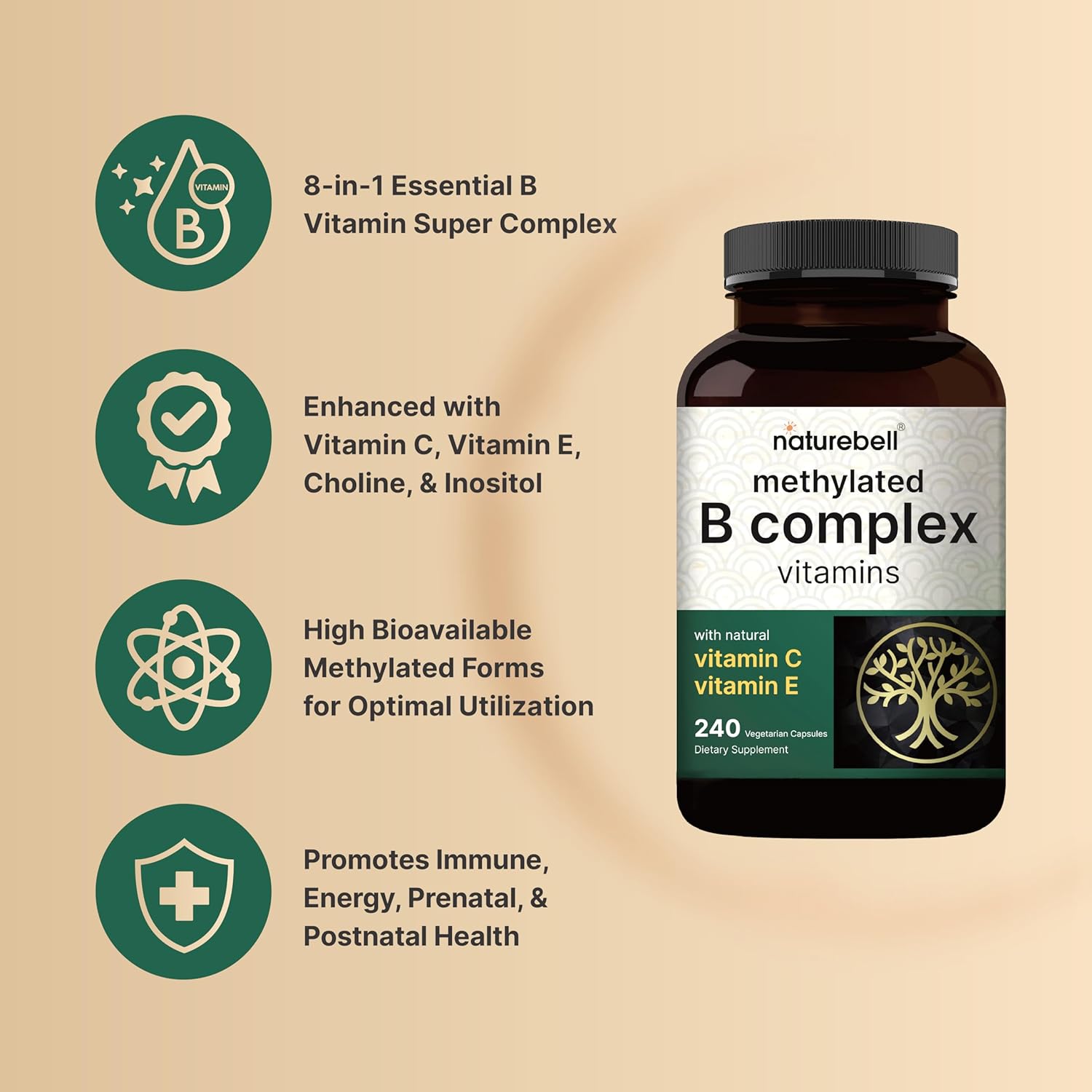 B complex capsules bottle front label