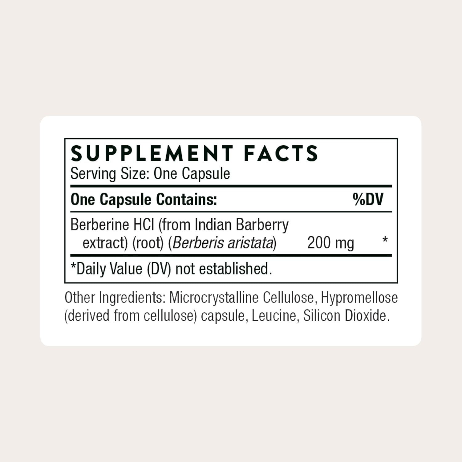 Berberine supplement capsules clean formula Thorne