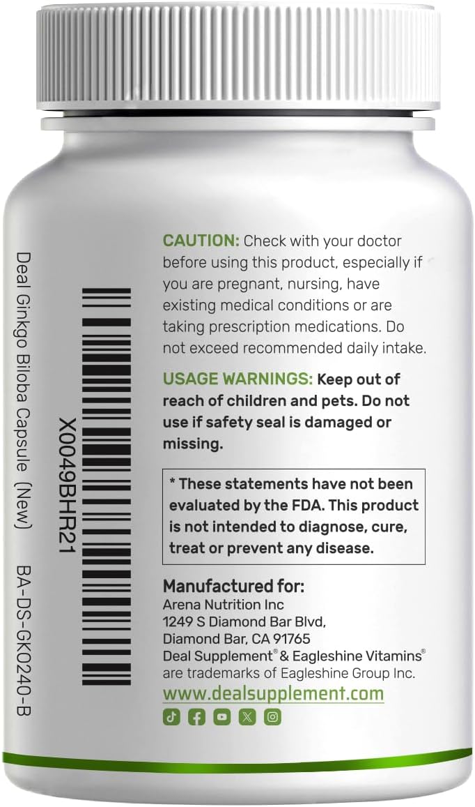ginkgo biloba capsules close up supplement bottle