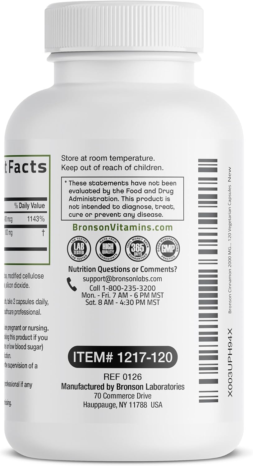 Bronson cinnamon plus chromium capsules front label