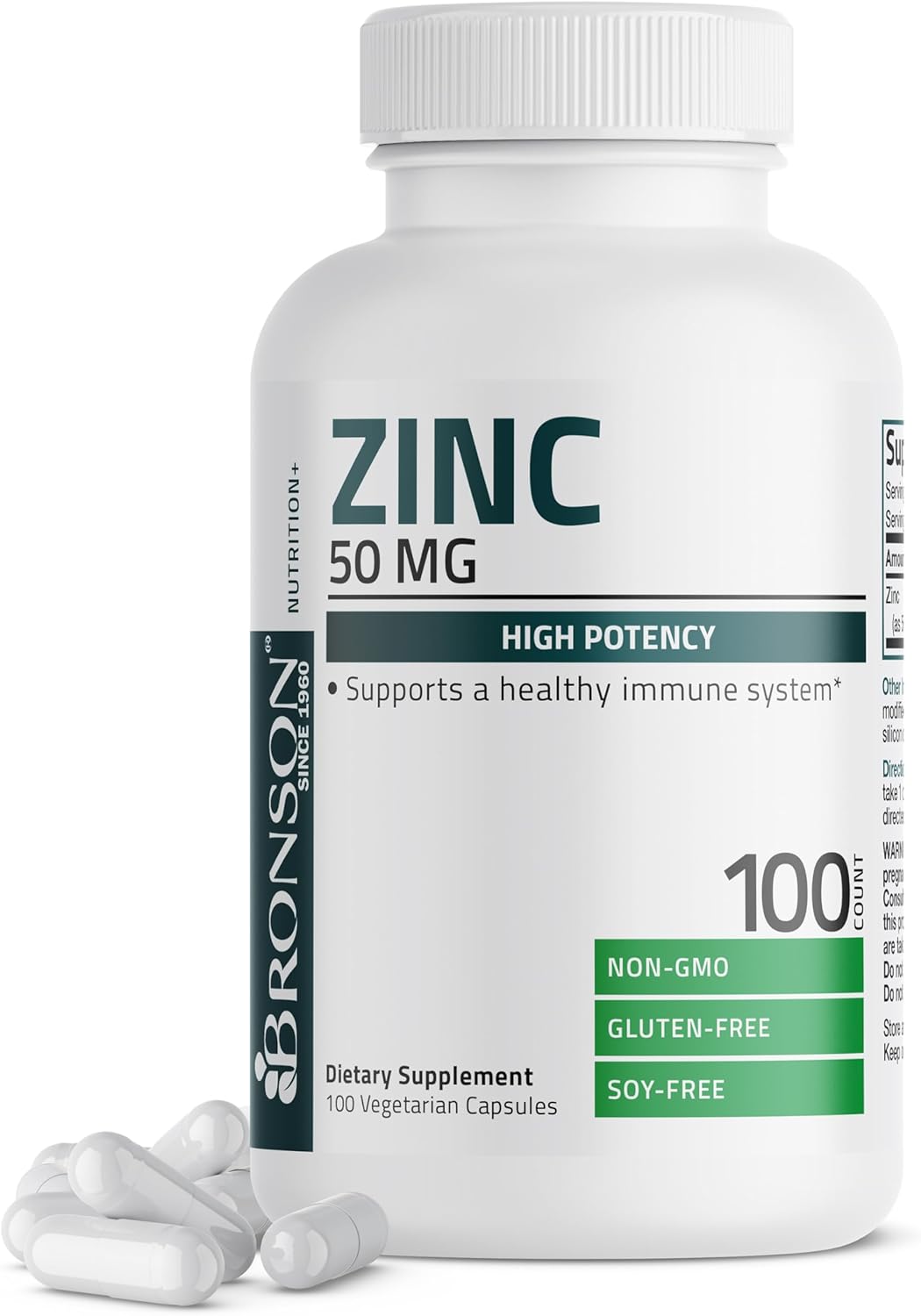 bronson zinc 50mg complex capsules 100 count bottle