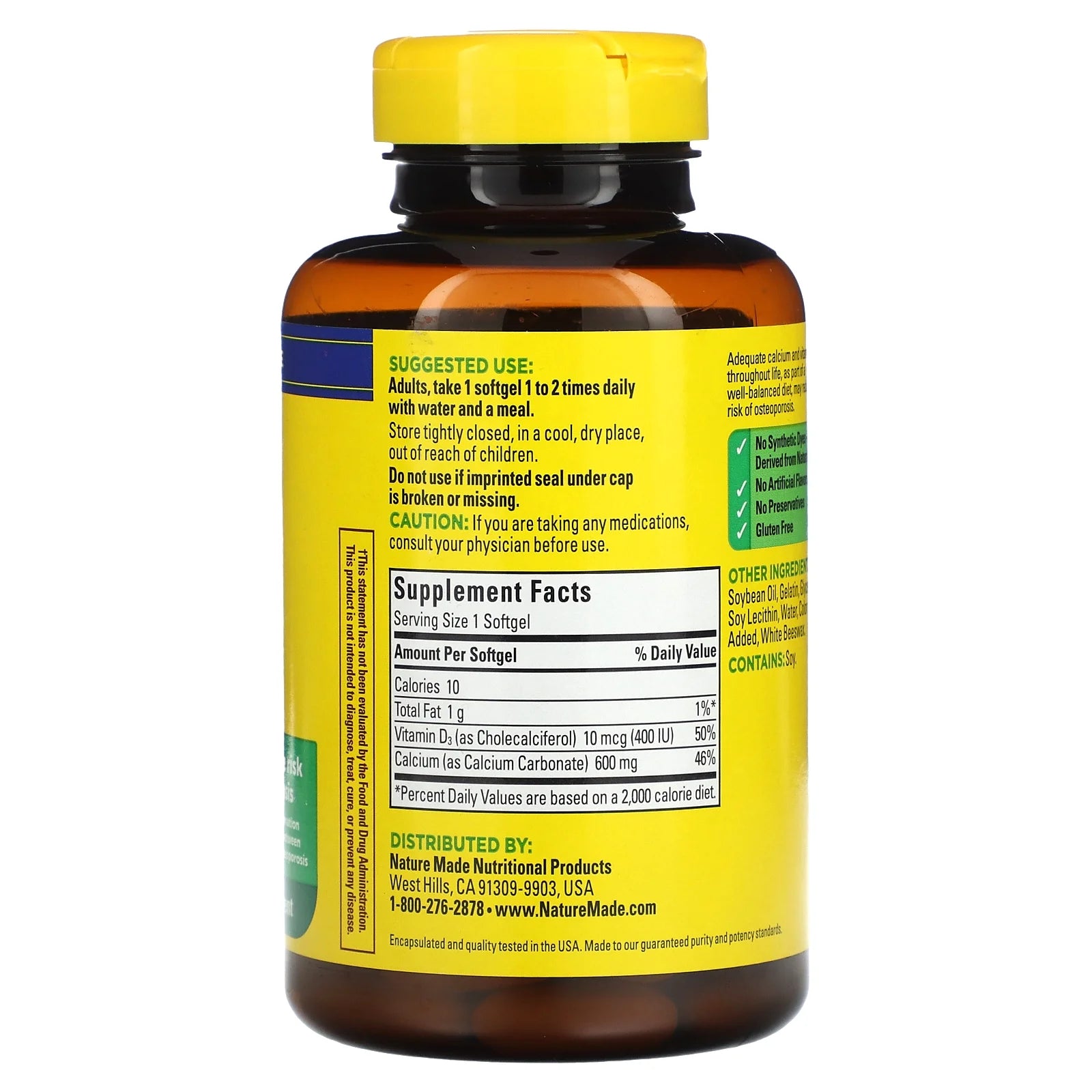 Bone health supplement with calcium and D3 100 softgels