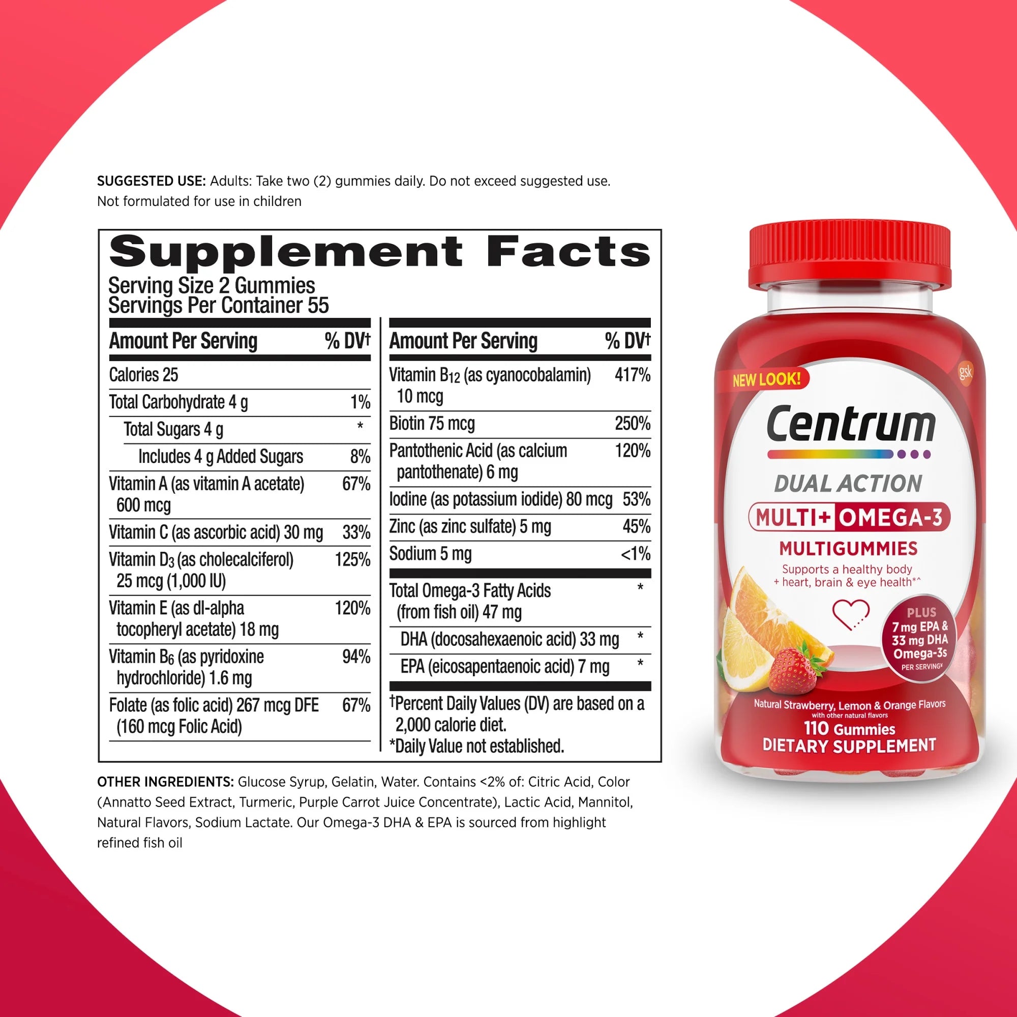 Multivitamin gummy omega 3 centrum daily wellness routine