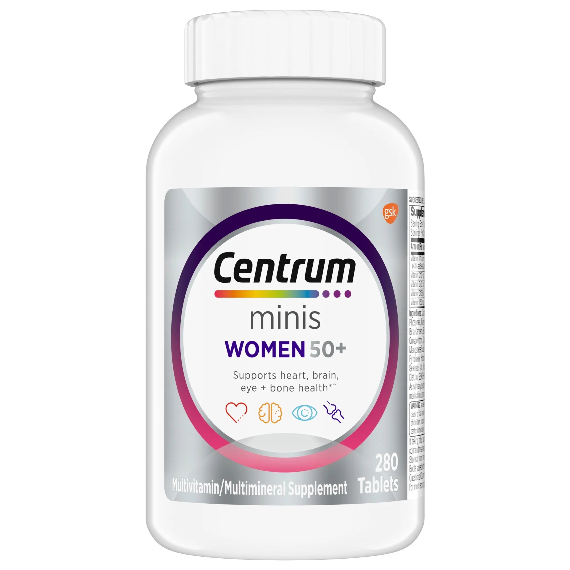 centrum minis silver women 50 plus 280 tablets bottle