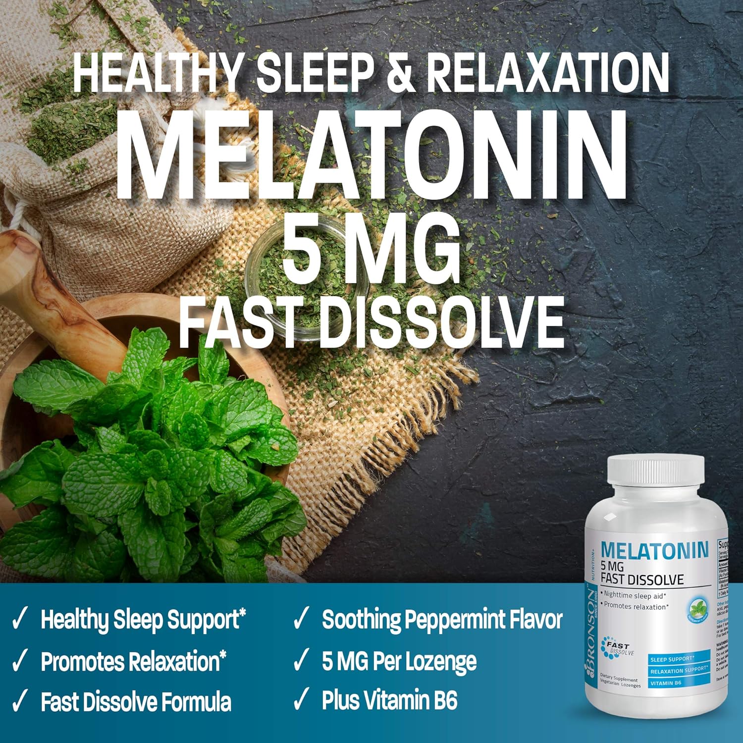 fast dissolve melatonin tablets close up bottle image