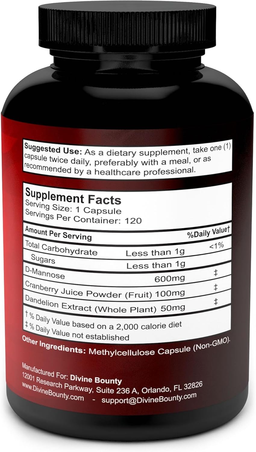 D-mannose cranberry dandelion veggie capsules supplement