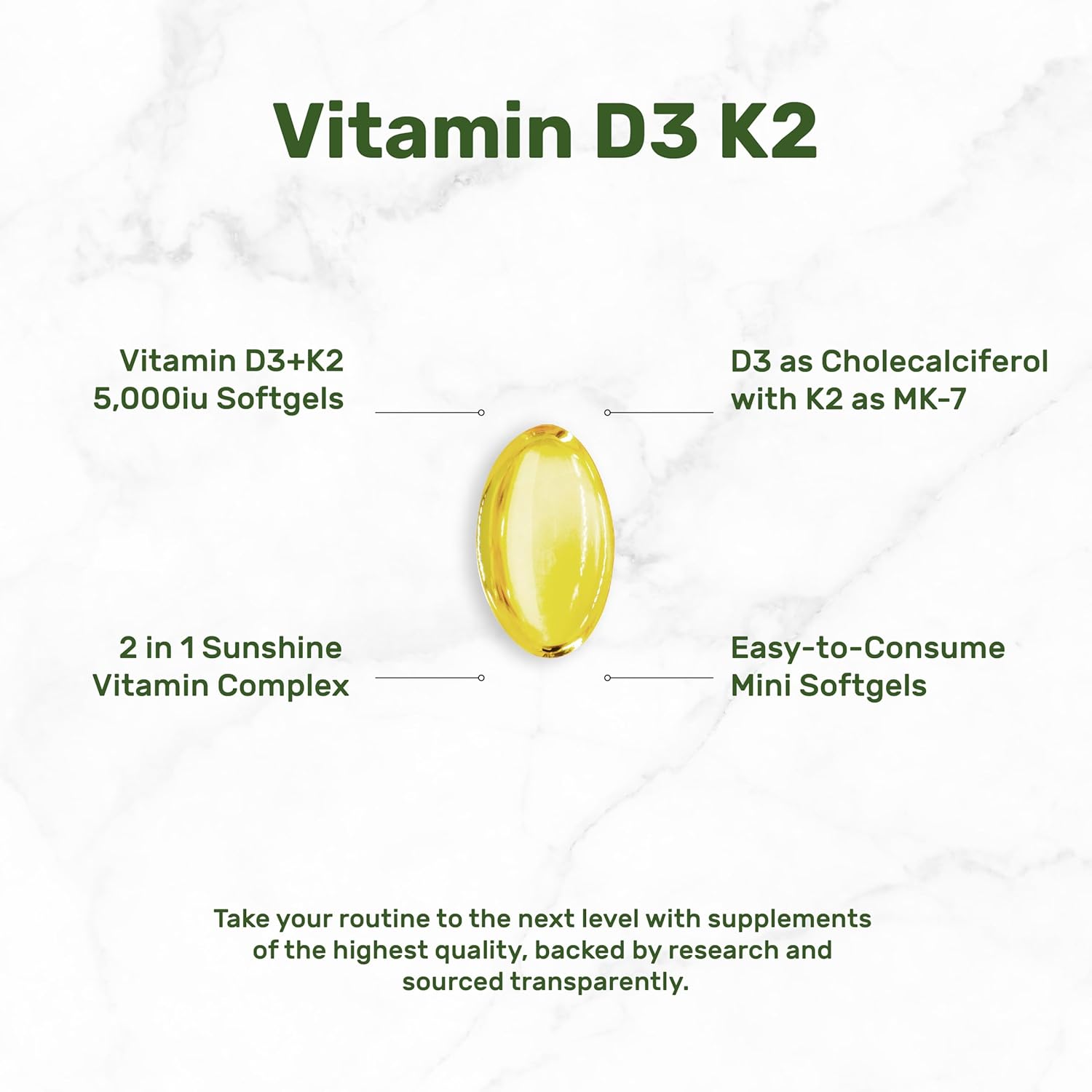 Deal Supplement D3 K2 softgels close up product