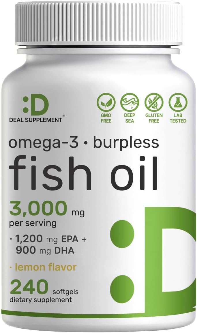 Deal Supplement omega 3 fish oil 3000mg 240 softgels bottle