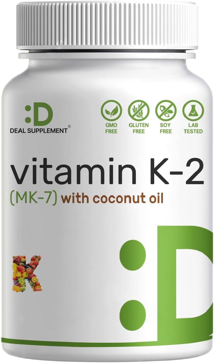 Deal Supplement vitamin K2 MK7 200mcg 240 softgels bottle