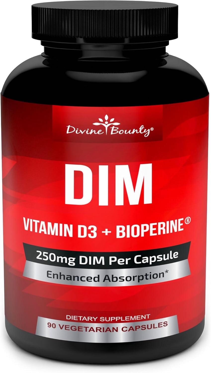 DIM 250mg capsules with Vitamin D3 BioPerine 90 count bottle